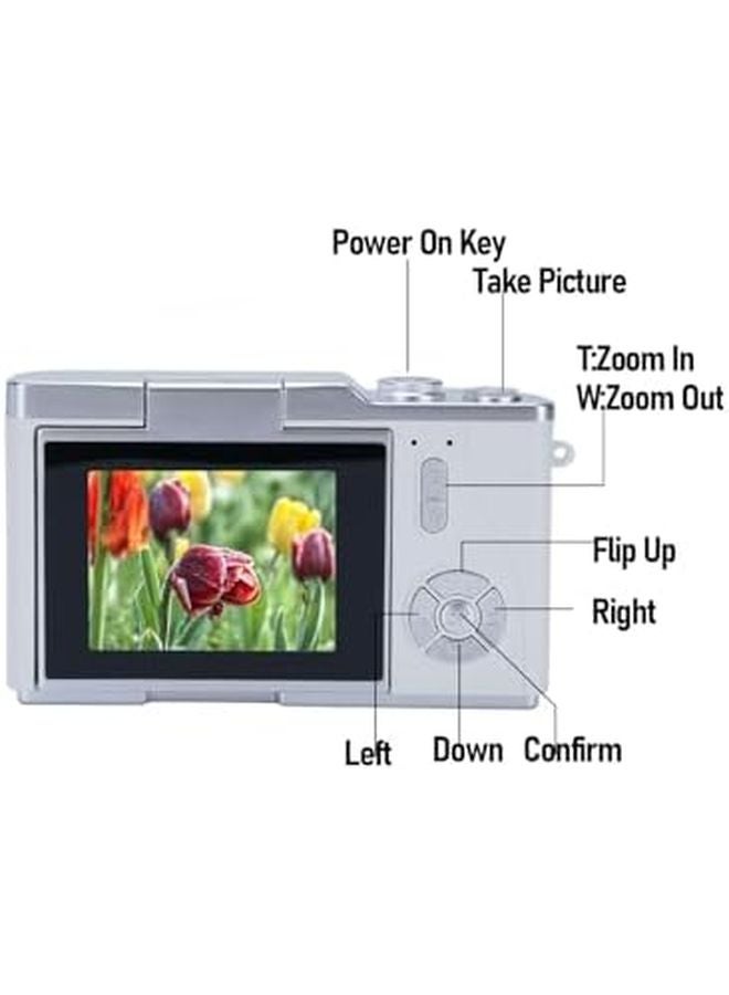Digital Zoom Camera 48MP 1080P Vlogging with Flip Screen Autofocus LED Fill Light White - Image 5