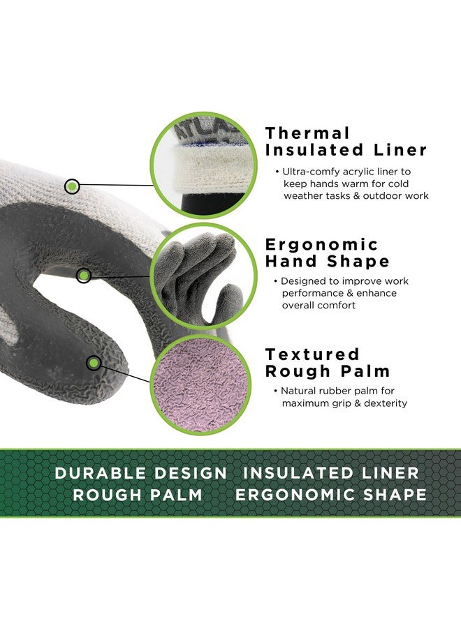 SHOWA SHOWA Atlas 451 Natural Rubber Latex Palm Coated Insulated General Purpose Winter Work Gloves with Poly Blend Liner, Medium (12 Pair)  - Image 2