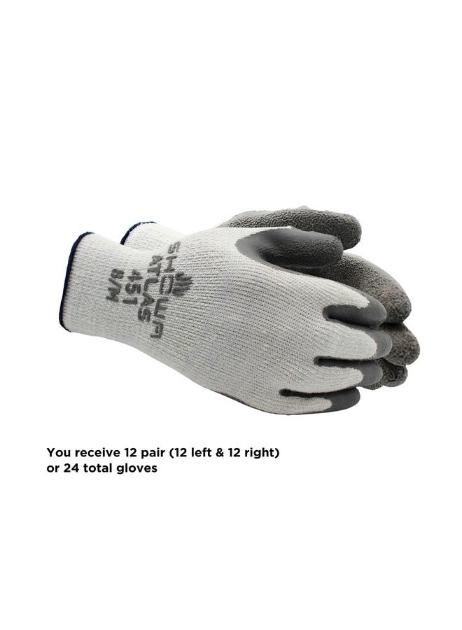 SHOWA SHOWA Atlas 451 Natural Rubber Latex Palm Coated Insulated General Purpose Winter Work Gloves with Poly Blend Liner, Medium (12 Pair)  - Image 3