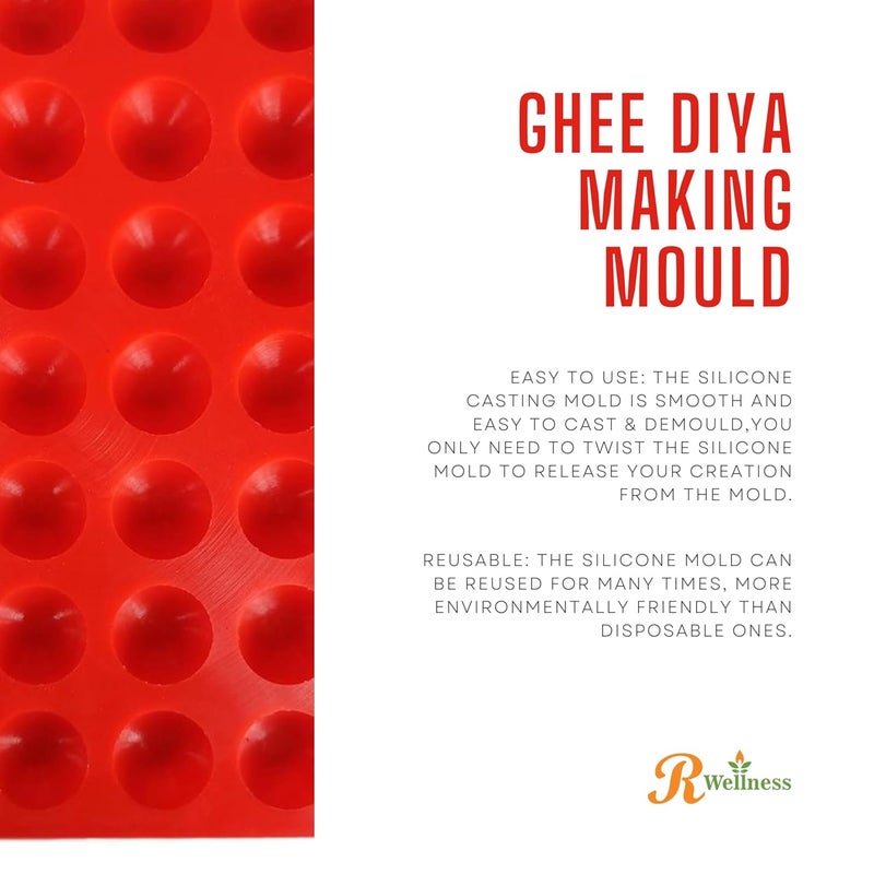 R Wellness Ghee Diya Mould Tray 49 Cavities 5 Gram Making ghee Diya Mold for Making ghee Diya baati Make Your DIY Random Color - Image 3