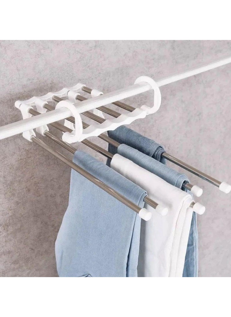 KITCHENOO Adjustable Trouser Hanger with Double Hooks - Multi-Tier Stainless Steel Clothes Drying Rack for Closet Storage Black  - Image 3