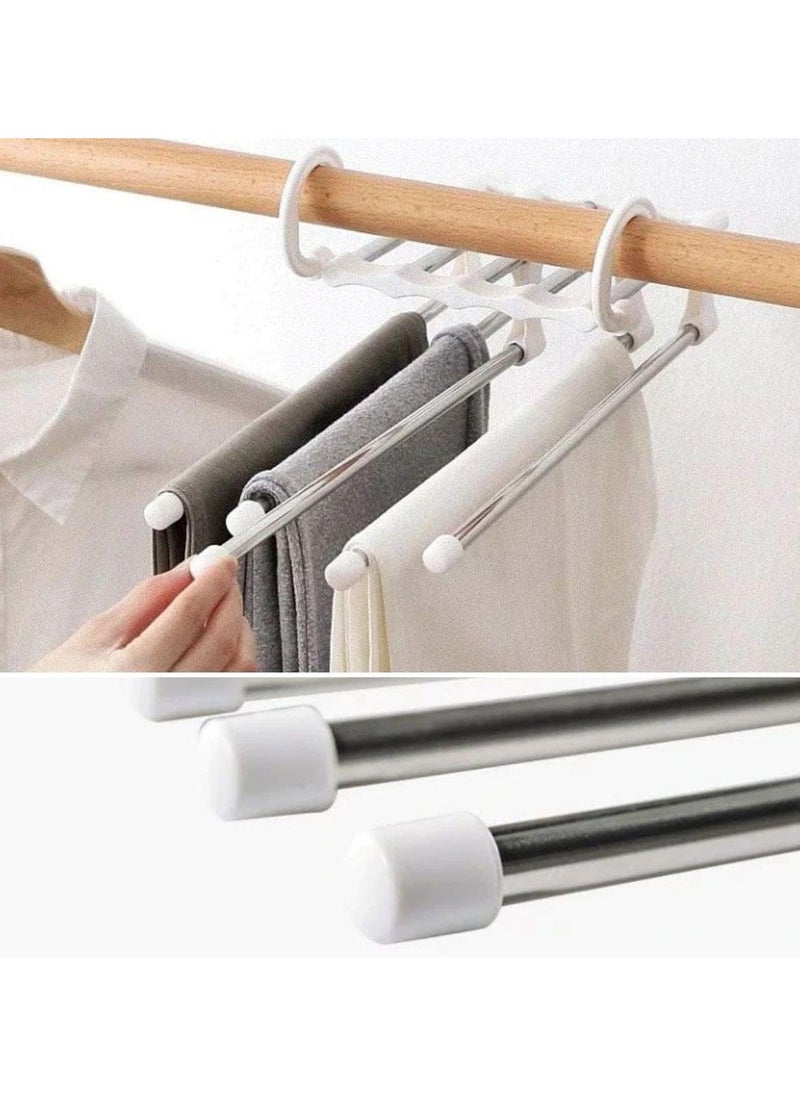 KITCHENOO Adjustable Trouser Hanger with Double Hooks - Multi-Tier Stainless Steel Clothes Drying Rack for Closet Storage Black  - Image 4