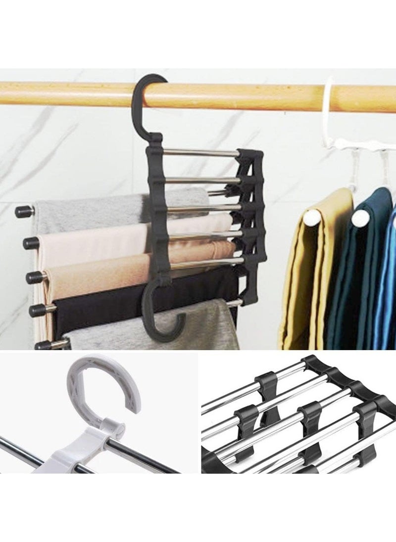 KITCHENOO Adjustable Trouser Hanger with Double Hooks - Multi-Tier Stainless Steel Clothes Drying Rack for Closet Storage Black  - Image 5