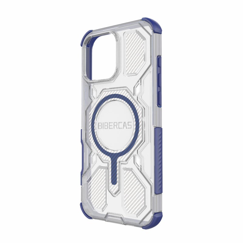 BIBERCAS For Iphone 16 Pro Max Transparent Color Series Magsafe Air Bag Shockproof Phone Case(Blue) - Image 3