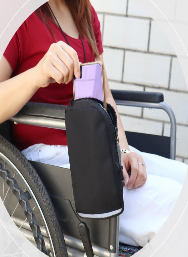 welsoon Wheelchair Phone Pouch Holder Bag - Compact Lightweight Organizer with Zipper, Front Frame Mount Storage for Wallet Keys Snacks, Durable Reflective Wheelchair Accessories - Image 5