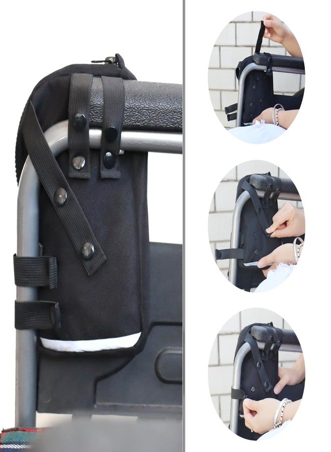welsoon Wheelchair Phone Pouch Holder Bag - Compact Lightweight Organizer with Zipper, Front Frame Mount Storage for Wallet Keys Snacks, Durable Reflective Wheelchair Accessories - Image 4