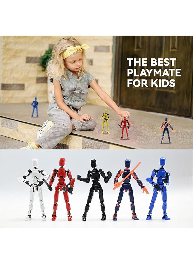 6 Sets T13 Action Figure, 3D Printed Titan 13 Multi-Jointed Movable Robot, Full Body Mechanical Doll Dummy Action Figures for Creative Gifts and Toy Collection (6 Colors)（Need to assemble by yourself）