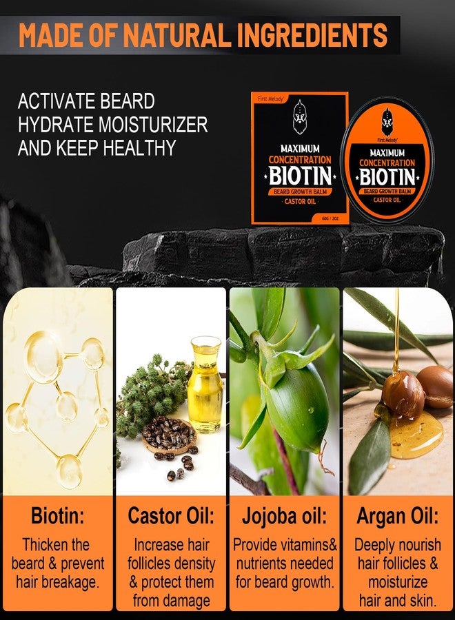 First Melody Beard Balm, 2X Concentration Biotin, with Castor Oil and Argan & Jojoba Oils, Promotes Beard Growth, Styles, Strengthens & Softens Beards & Mustaches, 2 Ounce - Image 5