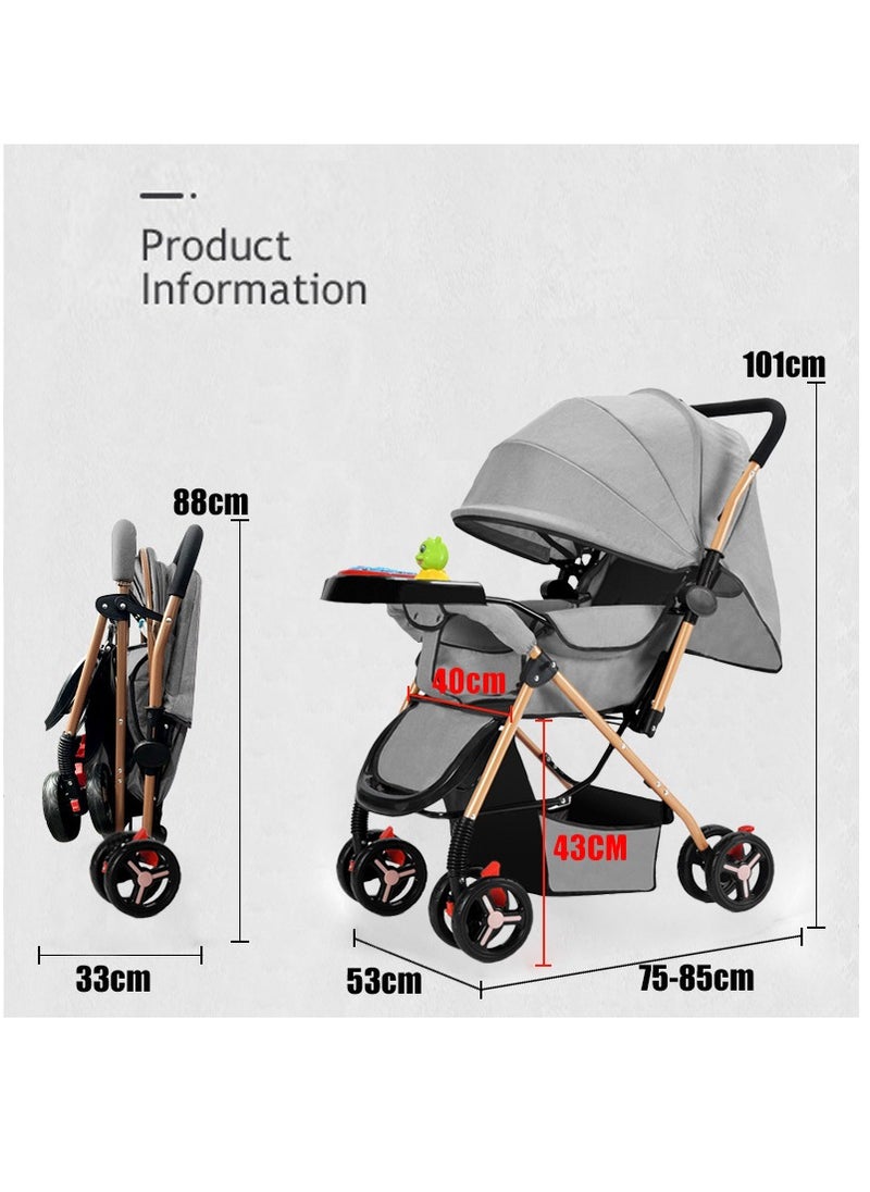 XiuWoo - Two Way Push Portable Infant Adjustable Foldable Baby Stroller, Push Stroller and Baby Cart with Handles, safety harness, Storage Basket, Stroller Tray and Cup Holder - Image 1