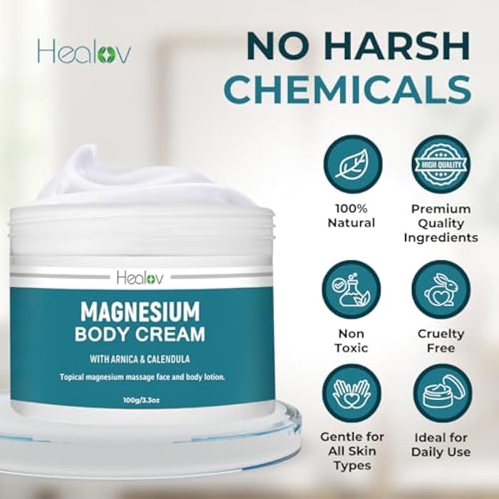Healov Magnesium Lotion – Pure Soothing Cream for Relaxation, Better Sleep, Muscle Health, Leg & Joint Care – Topical Magnesium Lavender Butter for Sleep Aid – Non-Greasy, Safe, Easy to Use - Image 4