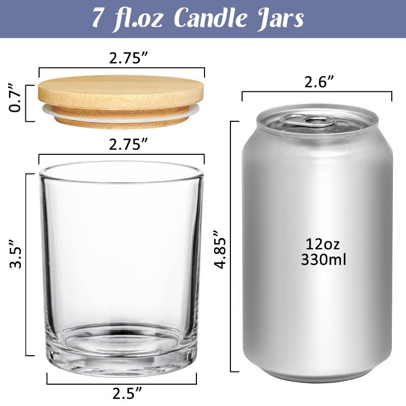 SUPMIND 30 Pack Glass Candle Jars -7oz Clear Empty Candle Jars with Bamboo Airtight Lid, Bulk Candle Containers for Making Candles, 7 Fl.oz - Image 2