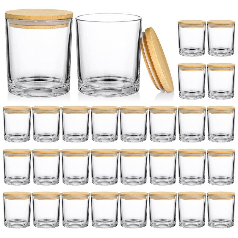SUPMIND 30 Pack Glass Candle Jars -7oz Clear Empty Candle Jars with Bamboo Airtight Lid, Bulk Candle Containers for Making Candles, 7 Fl.oz - Image 1