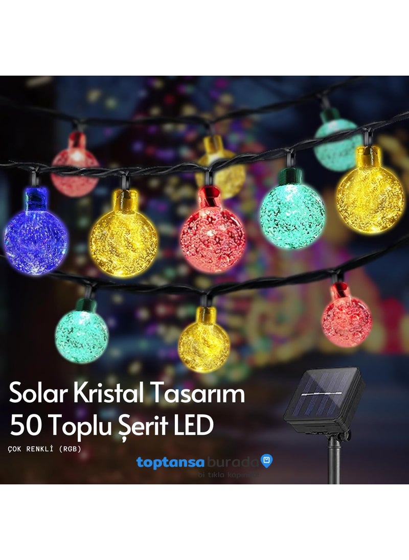 Technosmart 50 LED RGB Light 8 Modes Solar Crystal Ball Garden Lighting Decoration Solar Powered  - Image 1