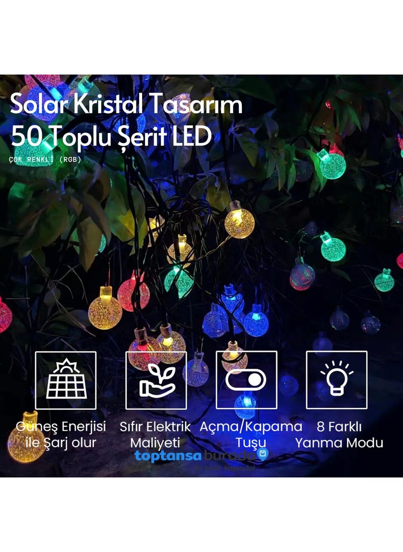 Technosmart 50 LED RGB Light 8 Modes Solar Crystal Ball Garden Lighting Decoration Solar Powered  - Image 2
