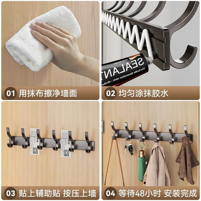 Clothes Hanger Wall-Mounted Door-Mounted Clothes Hook Without Punching Strong Load-Bearing Entrance Hall Clothes Hanger Coat Hook - Image 4