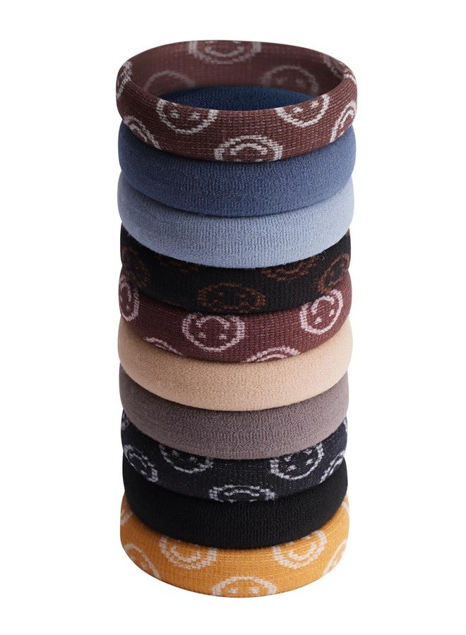 EasYoung Wide Men Hair Ties For Guys, with Long Curly Thick or Dense Hair, No Crease Coils for Men's Buns Long Hair, 10 Count (Pack of 1) - Image 2