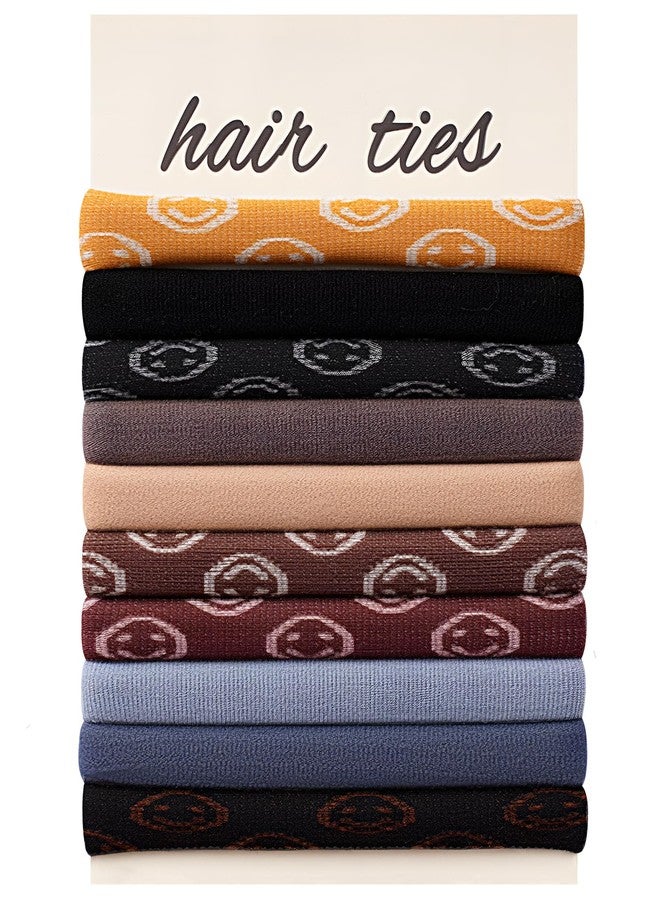 EasYoung Wide Men Hair Ties For Guys, with Long Curly Thick or Dense Hair, No Crease Coils for Men's Buns Long Hair, 10 Count (Pack of 1) - Image 1