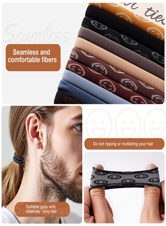 EasYoung Wide Men Hair Ties For Guys, with Long Curly Thick or Dense Hair, No Crease Coils for Men's Buns Long Hair, 10 Count (Pack of 1) - Image 5