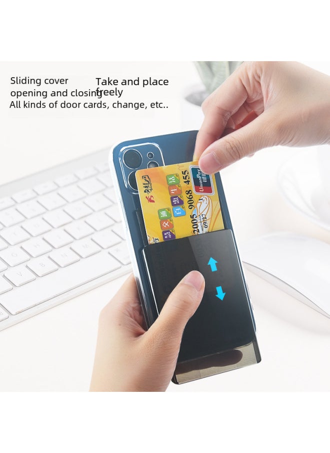 Wen Di Mobile Phone Card Holder Ultra-thin Back Sticker Subway Bus Card Access Control Card Swipe Wallet Transparent Work Permit Bank Card Holder-Color:Transparent (no Hanging Hole)