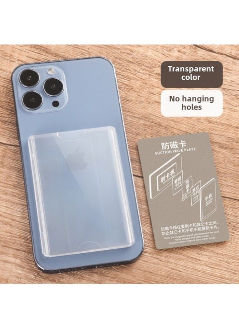 Wen Di Mobile Phone Card Holder Ultra-thin Back Sticker Subway Bus Card Access Control Card Swipe Wallet Transparent Work Permit Bank Card Holder-Color:Transparent (no Hanging Hole)