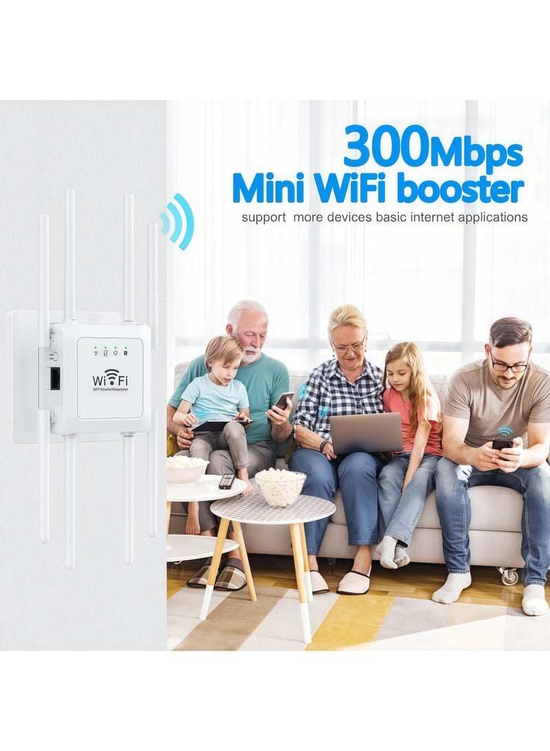أورييل مكرر إشارة WiFi لاسلكي بسرعة 300 ميجابت في الثانية، موسّع نطاق لاسلكي أحادي النطاق (2.4 جيجاهرتز)، معزز إشارة بـ 8 هوائيات، موسّع لنطاق راوتر الإنترنت، مزود بمنفذ إيثرنت، يدعم 3 أوضاع تشغيل، تغطية شاملة بزاوية 360 درجة. - Image 3