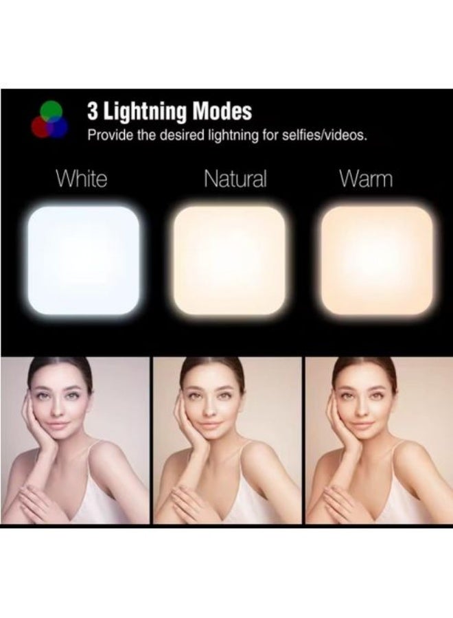 LED selfie light with video clip, dimmable, rechargeable batteries, color rendering meter, 3 lighting modes, for mobile phones, laptops, iPads and tablets - Image 2