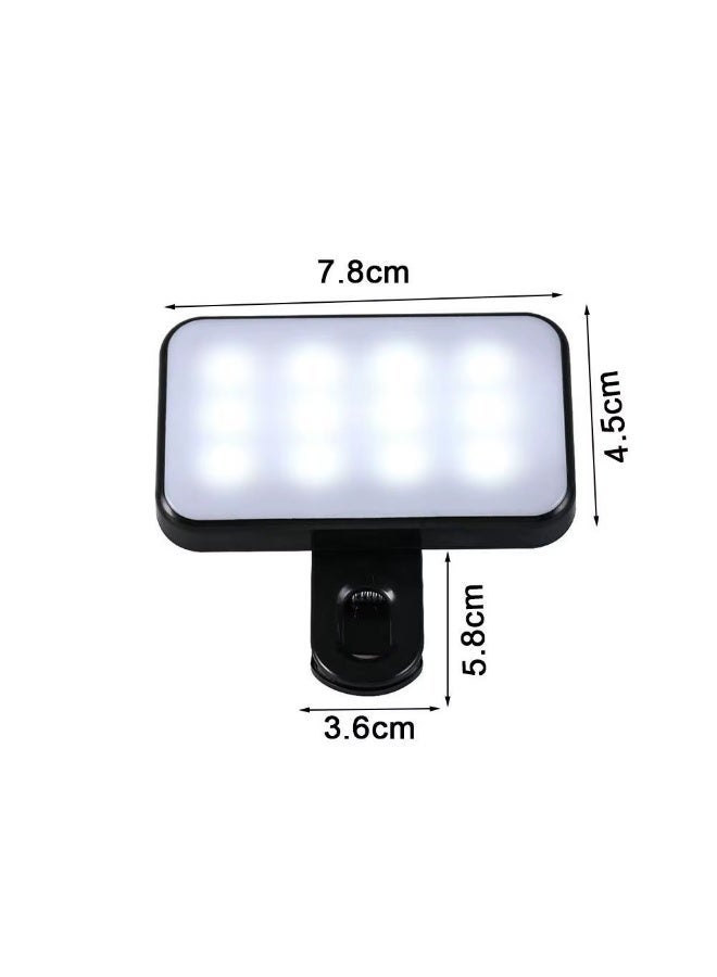 LED selfie light with video clip, dimmable, rechargeable batteries, color rendering meter, 3 lighting modes, for mobile phones, laptops, iPads and tablets - Image 4