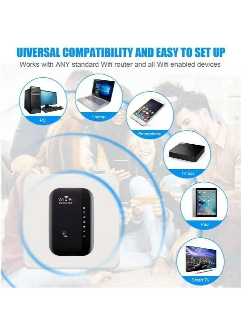 HAVEN Wifi Extender，Wireless 300Mbps Wifi Router Range Extender Up to 5000sq（Black） - Image 3