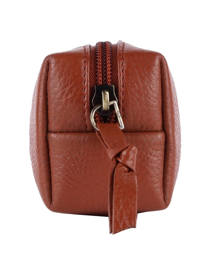 HAMMONDS FLYCATCHER - HAMMONDS FLYCATCHER Leather Utility Pouch-Multi-Use Genuine Leather Pencil Case, Cosmetic Pouch, Stationery Pouch, Coin Pouch, Makeup Brush Pouch For Women & Men-School & Office Organizer-Tan - 5 Cm - Image 1