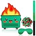 Poen Dumpster on Fire Piata for Birthday Party 15 75 x 12 6 Inch Piata with Bat Blindfold Confetti for Baby Shower Photo Props Cinco De Mayo Fiesta Decoration Kids Teens Adults SuppliesGreen - Image 2