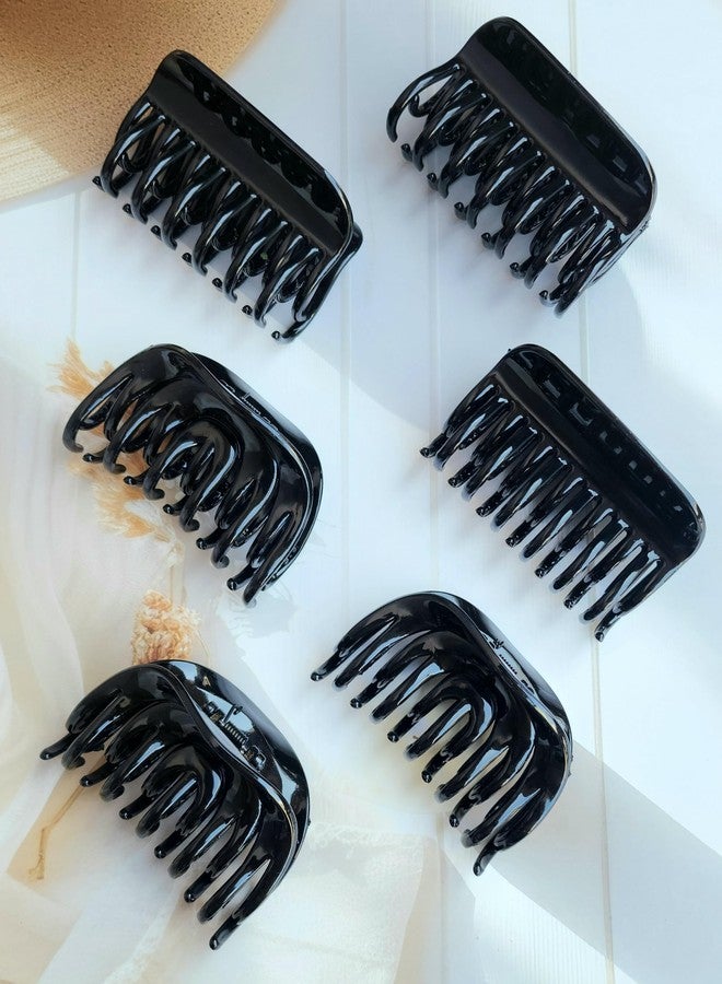 RHOSYN HAIR ACCESSORIES Geometric Shape Rectangular Style Hair Claw Clips Jaw Clips Ponytail Holder Hair Clamps Nonslip Hair Accessories For Women & Girls (Pack-6) Black Color - Image 4