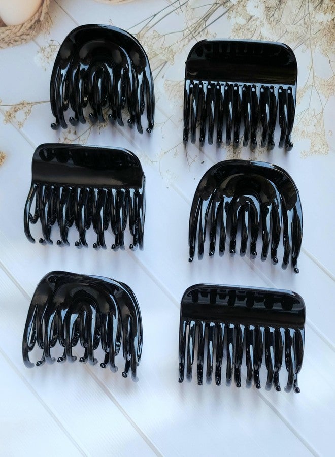 RHOSYN HAIR ACCESSORIES Geometric Shape Rectangular Style Hair Claw Clips Jaw Clips Ponytail Holder Hair Clamps Nonslip Hair Accessories For Women & Girls (Pack-6) Black Color - Image 1