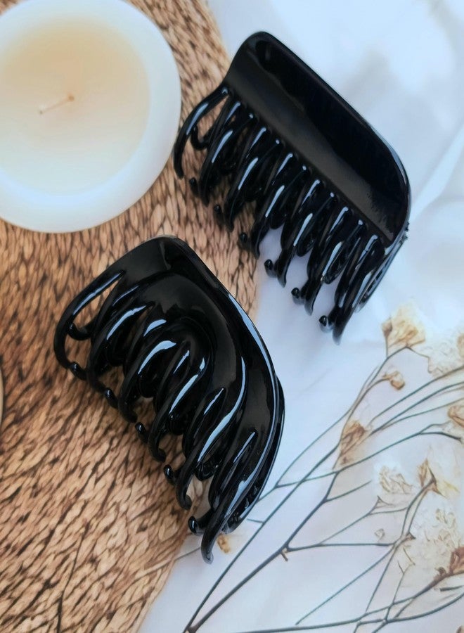 RHOSYN HAIR ACCESSORIES Geometric Shape Rectangular Style Hair Claw Clips Jaw Clips Ponytail Holder Hair Clamps Nonslip Hair Accessories For Women & Girls (Pack-6) Black Color - Image 5