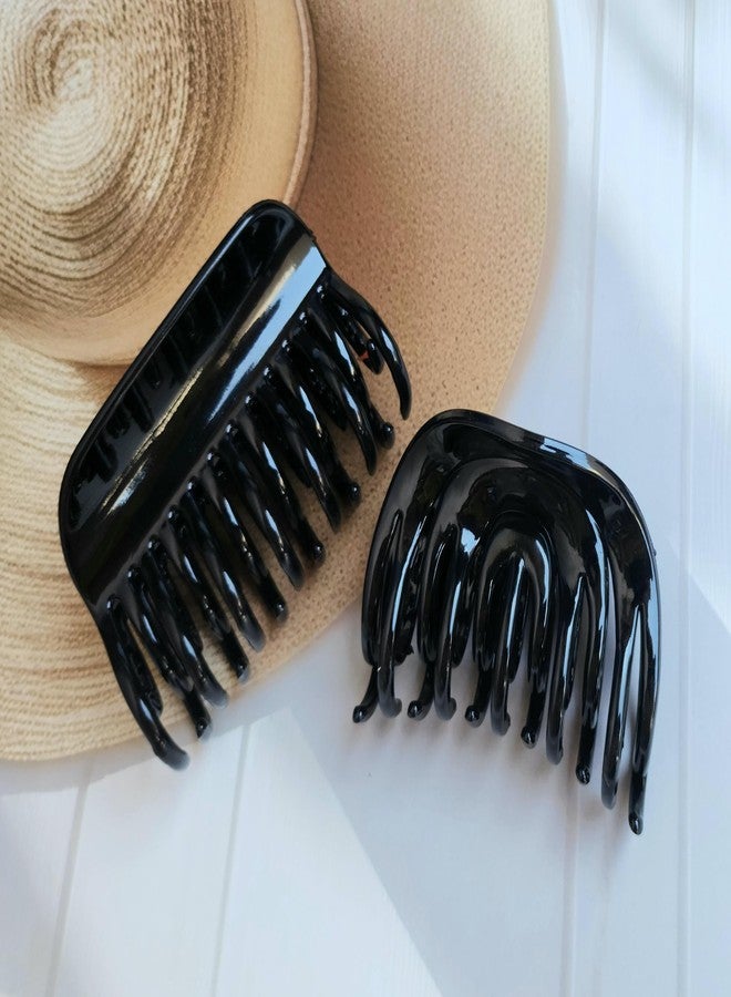 RHOSYN HAIR ACCESSORIES Geometric Shape Rectangular Style Hair Claw Clips Jaw Clips Ponytail Holder Hair Clamps Nonslip Hair Accessories For Women & Girls (Pack-6) Black Color - Image 3