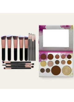 14pcs makeup brush set with multicolor professional makeup palette