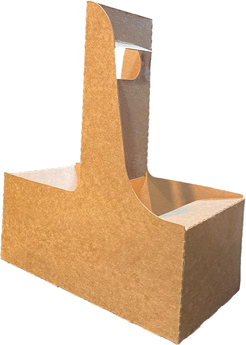 C-Store Packaging 2 Cup Drink Carrier with Handle | Kraft Paperboard Cup Holder | Disposable Cup Holder for Hot or Cold Drinks | Cup Carrier for Food Delivery Services, Uber Eats, Door Dash (30) - Image 2