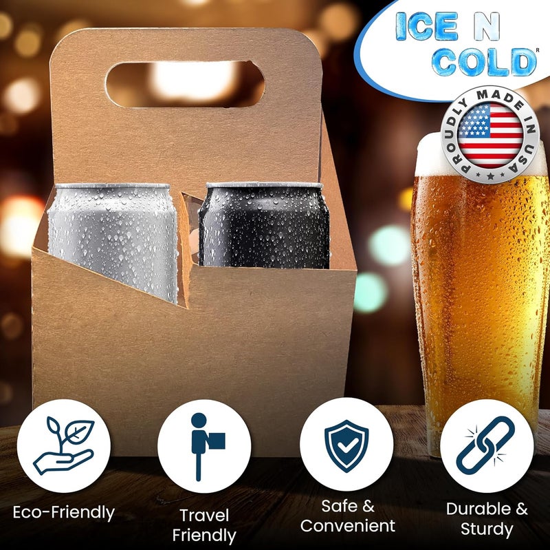 C-Store Packaging 2 Cup Drink Carrier with Handle | Kraft Paperboard Cup Holder | Disposable Cup Holder for Hot or Cold Drinks | Cup Carrier for Food Delivery Services, Uber Eats, Door Dash (30) - Image 3