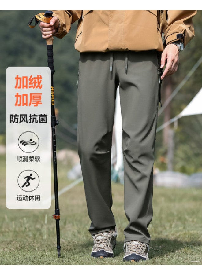 Fapai Winter Fleece Casual Pants Unisex Outdoor Casual Drawstring Waist Long Pants Softshell Pants - Image 1