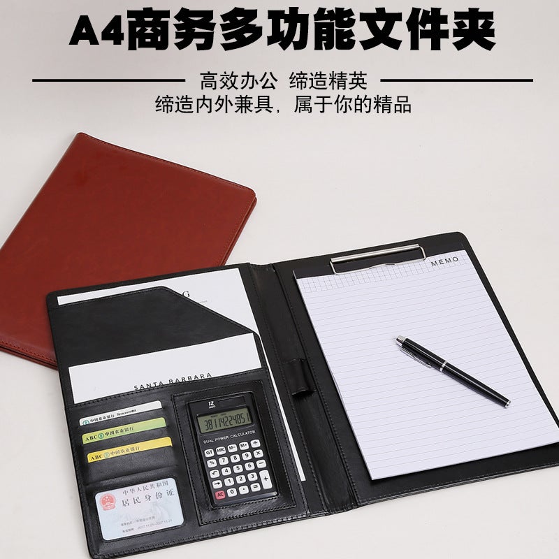 Wholesale multi-functional business office A4 folder data board clip leather sales contract this talk about a single manager folder - Image 3