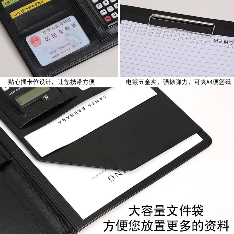 Wholesale multi-functional business office A4 folder data board clip leather sales contract this talk about a single manager folder - Image 4
