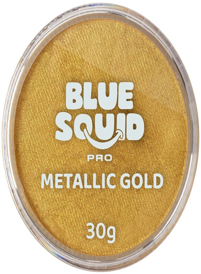 Blue Squid Face Paint Water Based Single Cake Professional Face Paint & Body Paint - Water Activated, Kids Adults Face Painting for Costume, Halloween Makeup, Cosplay - Metallic Gold Face Paint 30g - Image 1