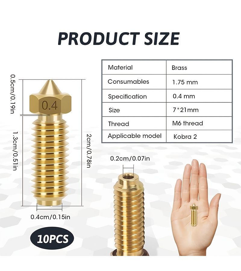 Set Of 20pcs 0.6mm Direct Replacement Extruder Nozzles For FDM 3D Printer Compatible With Kobra 3 And S1 Hotend Parts - Image 3