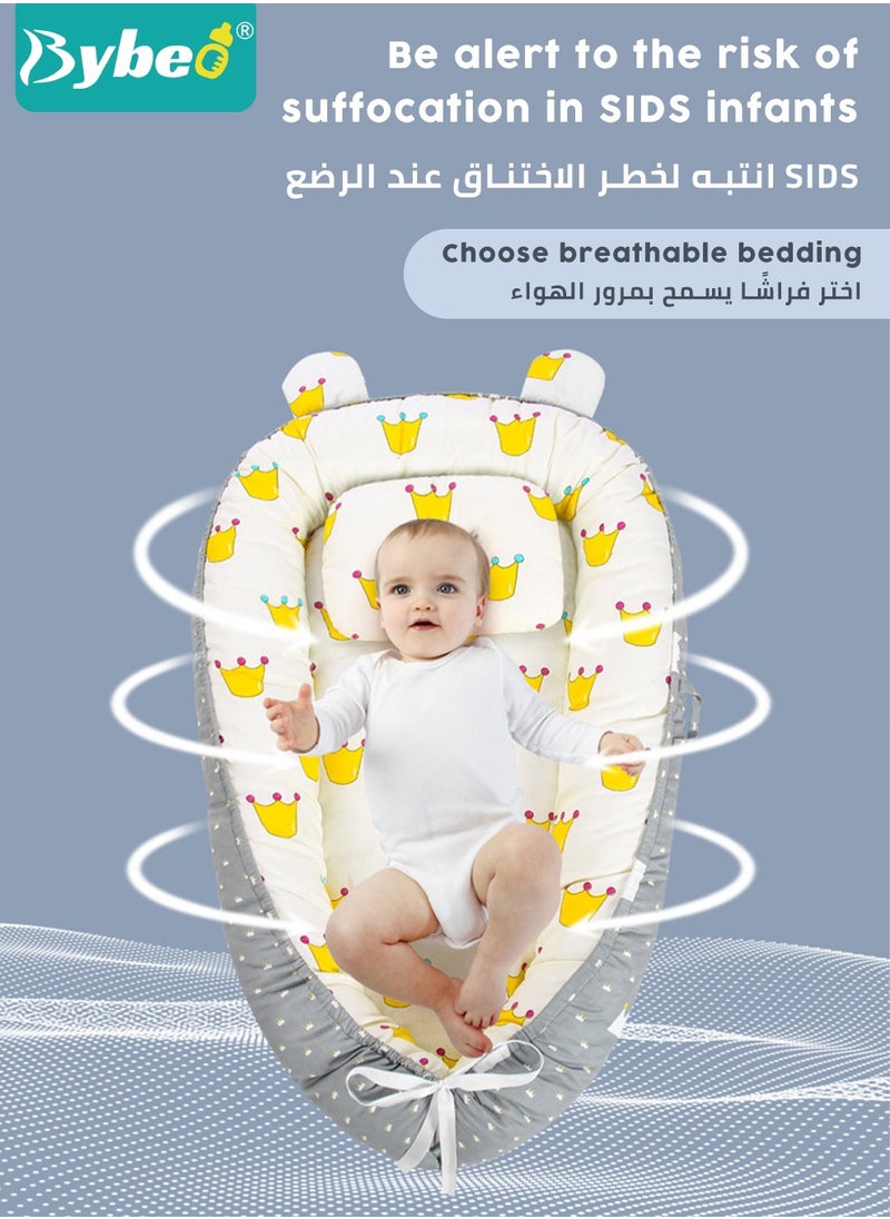 Bybeo - Portable Baby Nest Bed with Pillow Cushion Born Travel Bed for Outdoor Bed Babies Lounge Crib Drop Bassinet Nest Infant 0-24 Months - Image 1