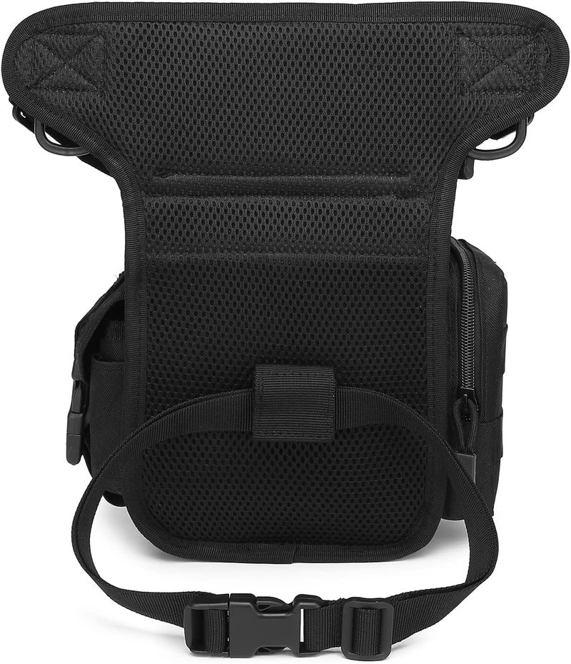 Linist Tactical Drop Leg Multipurpose Utility Waist Bag - Heavy-Duty Military-Style Thigh Pack Cross Body, Strap to Leg Or Hip for Motorcycling, Outdoor, Hiking, Adventure & Travel (Black) - Image 2