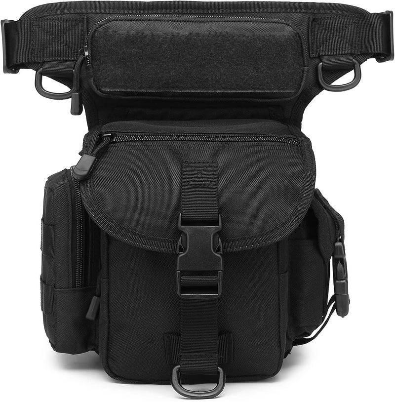 Linist Tactical Drop Leg Multipurpose Utility Waist Bag - Heavy-Duty Military-Style Thigh Pack Cross Body, Strap to Leg Or Hip for Motorcycling, Outdoor, Hiking, Adventure & Travel (Black) - Image 1