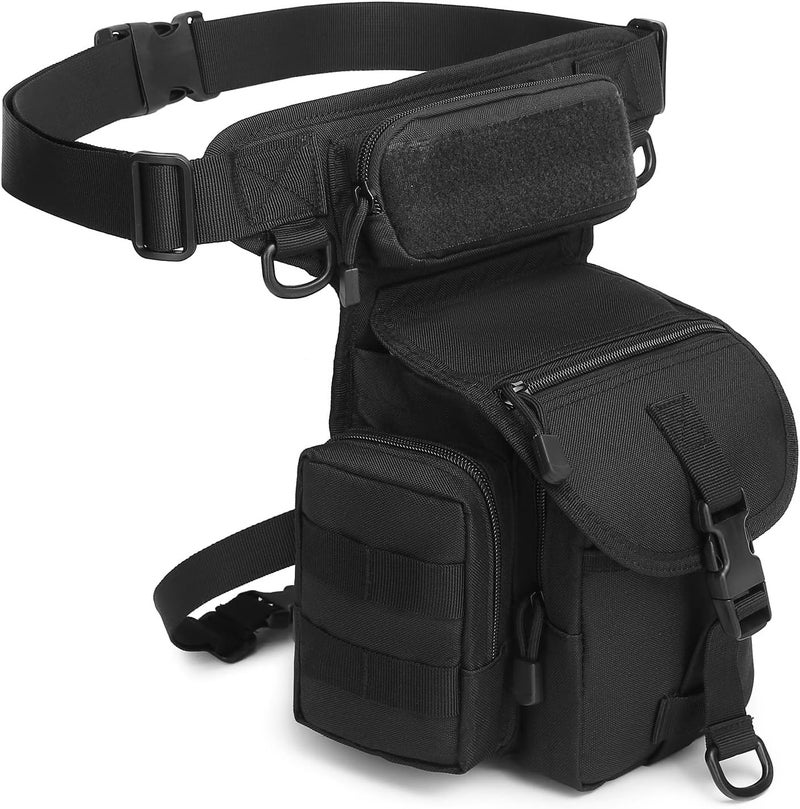 Linist Tactical Drop Leg Multipurpose Utility Waist Bag - Heavy-Duty Military-Style Thigh Pack Cross Body, Strap to Leg Or Hip for Motorcycling, Outdoor, Hiking, Adventure & Travel (Black) - Image 3