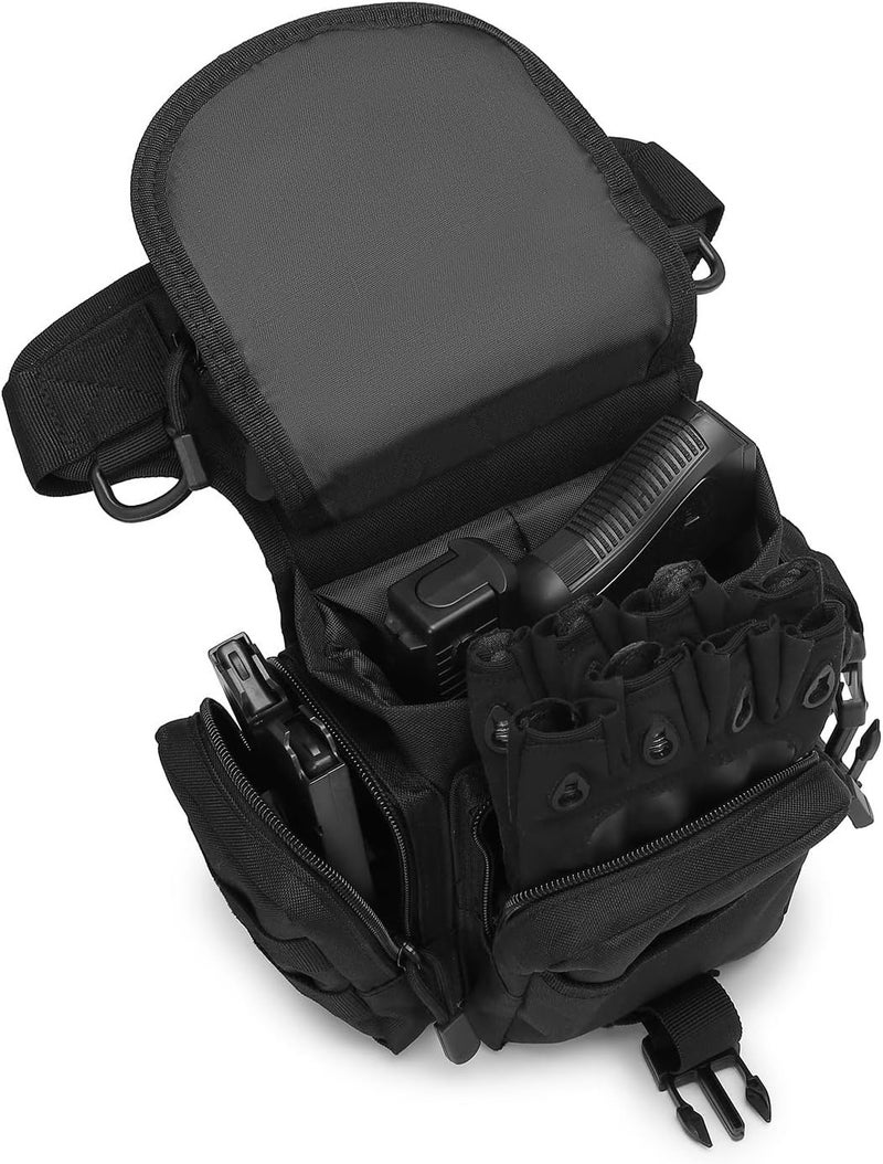 Linist Tactical Drop Leg Multipurpose Utility Waist Bag - Heavy-Duty Military-Style Thigh Pack Cross Body, Strap to Leg Or Hip for Motorcycling, Outdoor, Hiking, Adventure & Travel (Black) - Image 4