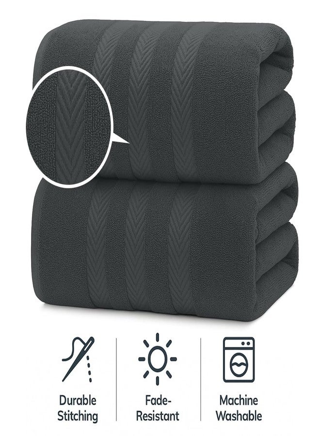 RIVERSIDE Pack of 2 Extra Large Bath Sheets 35 x 70 Inches - 100% Cotton Hotel Quality Oversized Bath Towels, Super Soft, Quick Dry & Highly Absorbent - Grey - Image 3