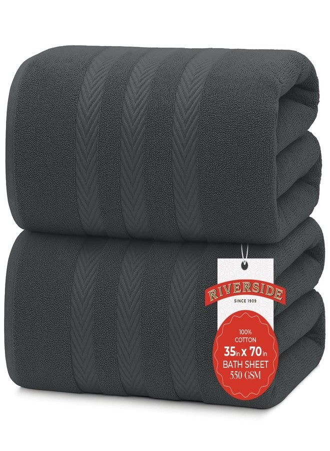RIVERSIDE Pack of 2 Extra Large Bath Sheets 35 x 70 Inches - 100% Cotton Hotel Quality Oversized Bath Towels, Super Soft, Quick Dry & Highly Absorbent - Grey - Image 1