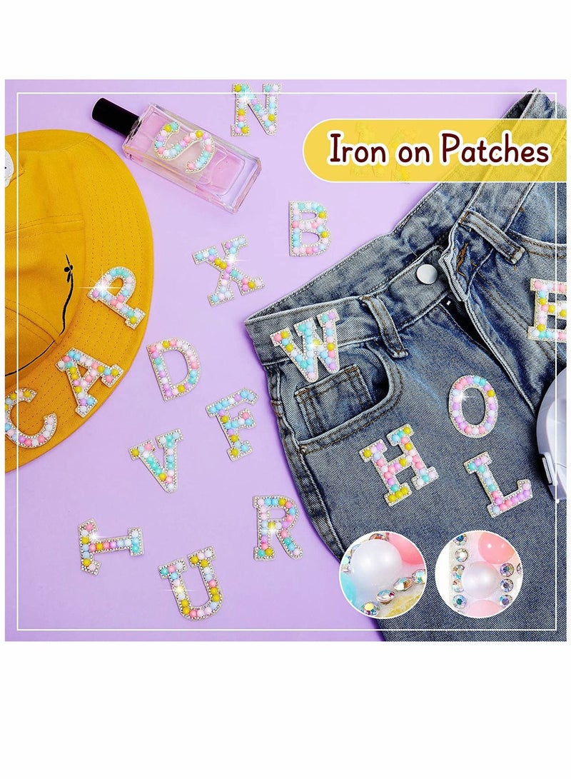 Generic Iron-on Transfers, Iron-on Letter A Z Pearl Rhinestone English Letter Patches Pearls Rhinestone Iron-on - Image 3